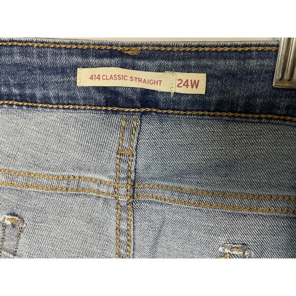Levi’s 414 Classic Straight In lapis Speed 31” Inseam Jeans Size 24W - Picture 12 of 13